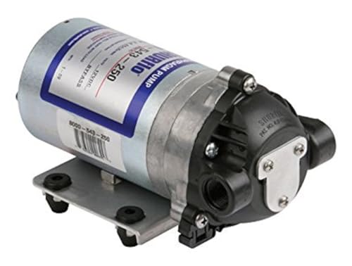 PENTAIR SHURFLO 8000-543-250 12V DC Diaphragm Pump High Flow 1.8 GPM 50 PSI Internal Bypass Chemical Resistant Viton Valves Santoprene Diaphragm for Agricultural Sprayers and Liquid Transfer