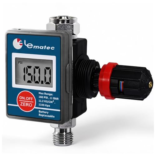 LE LEMATEC Digital Air Regulator for HVLP Paint & Spray Gun - style: Locking Valve Version