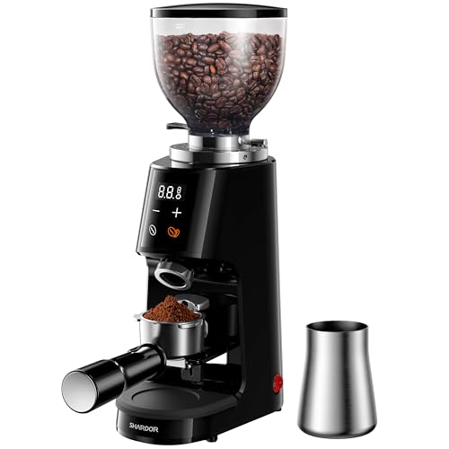 SHARDOR 64mm Flat Burr Coffee Grinder, 100 Settings, Anti-Static, Black - color: Black