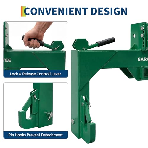 3 Point Quick Hitch with Upgrade Versatile Adapter & 2" Receiver for Category 1 Tractors, 3000 Lbs 3-Pt Trailer Hitch Attachment with 5 Level Adjustable Bolt
