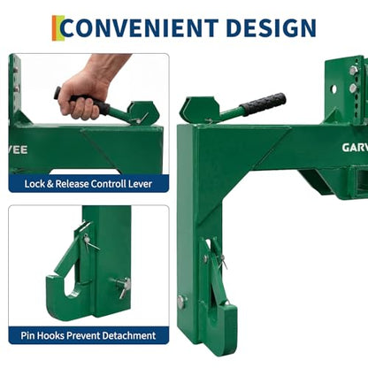 Garvee 3 Point Quick Hitch with Upgrade Versatile Adapter for Category 1 Tractors, 3000 Lbs Capacity