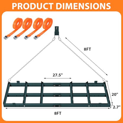 8FT Driveway Drag Harrow, Heavy-Duty Tow Behind Drag Harrow