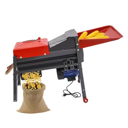 Electric Corn Threshing Machine, 110V Heavy Duty Automatic Corn Threshing Machine with Large Hopper & Portable Wheel Design, 2800r/Min