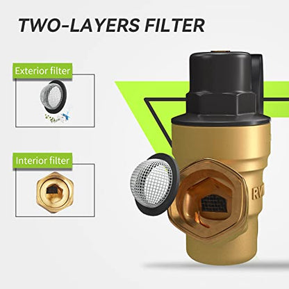RVMATE RV Water Pressure Regulator, Lead-Free Brass - size: Adjustable 1.0