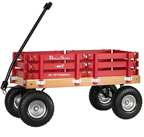 Berlin Flyer Sport Wagon - Model F410 - Perfect Wagon for Around the Neighborhood, Campground, or Beach - Amish Made in Ohio, USA - 10" No-Flat Tires (Red) - color: Red