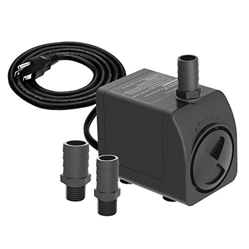 Knifel 300GPH Submersible Water Pump 5.2ft High Lift for Fountains | Ultra-Quiet with Over Heating Protection, Perfect for Hydroponic, Small Pond, Aquarium, Fountain Outdoor - size: 300GPH