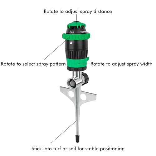 RESTMO Gear Drive Sprinkler with Metal T-Spike Base,Green - color: Green, size: 1 Pack
