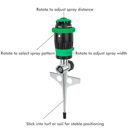 [2 Pack] RESTMO Gear Drive Sprinkler with Metal T-Spike Base,Green - color: Green, size: 2 Pack