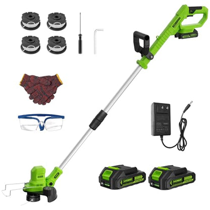 WORKIT Electric Weed Wacker Cordless, 20V Weed Eater Edger Lawn Tool - size: 12 Inch-2*2.0Ah Battery