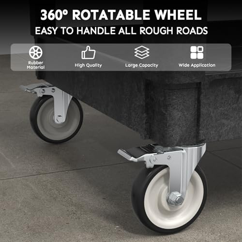 Plastic Utility Cart on Wheels, Large Flat Top Rolling Service Cart-Black - color: Black, size: 46 x 25 Inch