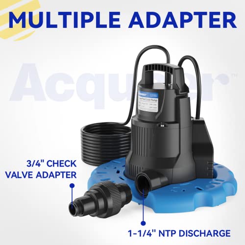 Acquaer 1/4 HP Automatic Pool Cover Pump, 2950 GPH, 115V, 25ft Cord - color: Black & Blue