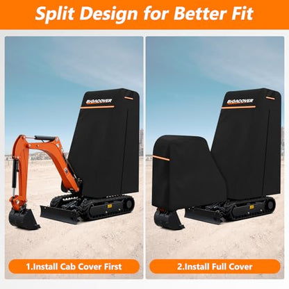 Mini Excavator Cover M 1.6-2.3 Ton, 6-Layer 600D Oxford Cotton Split Design - size: M - 1.6-2.3 Ton
