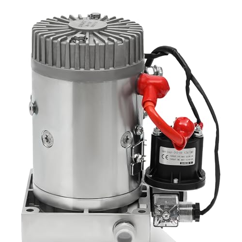 Hydraulic Pump 4.2 Quart Hydraulic Power Unit Single Acting Trailer Pump 12V DC Plastic Reservoir Hydraulic Pump for Dump Trailer Car Lifting Platforms