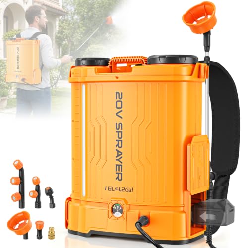 4.2 Gal Backpack Sprayer Compatible for DeWalt 20V, Auto Mixer,0-90 PSI Adj