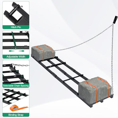 8 FT Drag Harrow Driveway Grader with 6 FT Chain - size: 8 FT