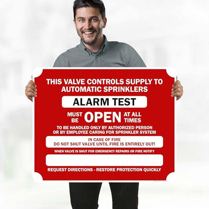 This Valve Controls Supply To Automatic Sprinklers Alarm Test Sign, 24x30 Inches, 55 mil thick HDPS (high density polystyrene), Made in USA by My Sign Center - size: 24x30 Polystyrene