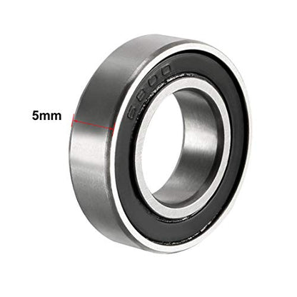 uxcell 6800-2RS Deep Groove Ball Bearing Double Sealed 1180800, 10mm x 19mm x 5mm Carbon Steel Bearings (Pack of 10) - size: 10mmx19mmx5mm