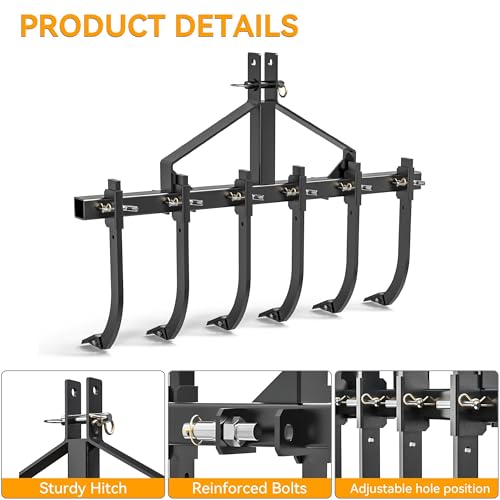 YINTATECH Heavy-Duty 3 Point Chisel Plow Scarifier 48 Inch for CAT-1