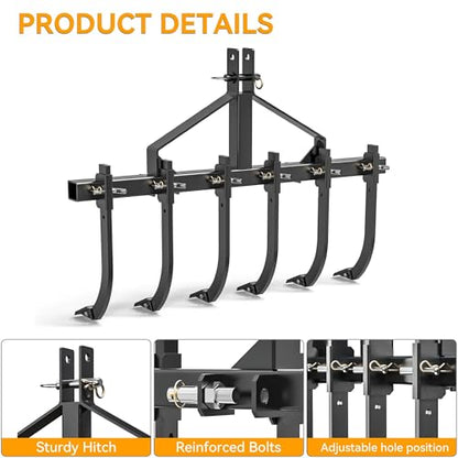 YINTATECH Heavy-Duty 3 Point Chisel Plow Scarifier 48 Inch for CAT-1