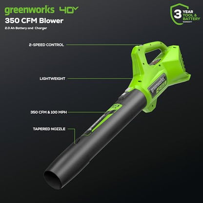 Greenworks 40V 13 in String Trimmer & 350 CFM Blower Combo, 2.0 Ah Battery - size: New Combo (Trimmer + Blower + Spools), style: String Trimmer