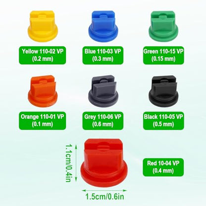 2pcs 110°Flat Fan Garden Spray Nozzles with 14pcs 7 Sizes 0.1-0.6mm Tips