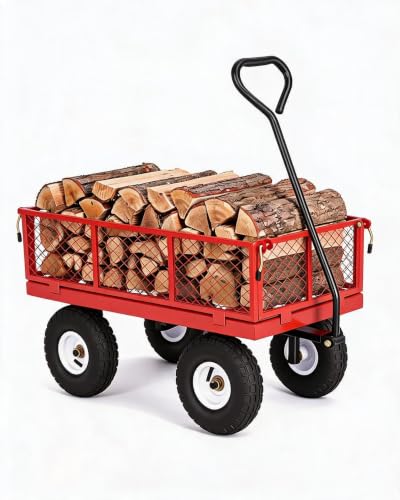 Heavy Duty Steel Garden Cart 400 LBS - color: Red