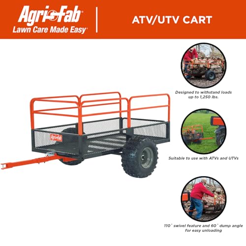 Agri-Fab 45-0554 1250lb Capacity Steel Swiveling / Dump Cart / Utility ATV/UTV Cart, 18 inch x 9.5 inch All Terrain Pneumatic Tires - style: 1,250 lb. Steel Tow-Behind Swivel Dump Cart