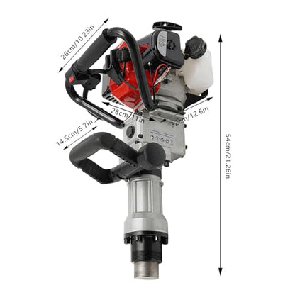 2-Stroke Gas Powered Pile Driver, 32.7CC 1000W Portable Petrol Piledriver Garden Fencing Tool Farm Piling Driver Air Cooling Single-Cylinder 0.9L Fuel Tank for Farmland Guardrails, Vegetable Planting - size: 32.7CC 1000W