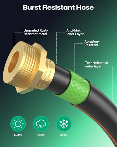 Retractable Garden Hose Reel 1/2"x150ft, 3-Ply Reinforced Heavy Duty Garden Hose Reel, Kink-Free Rewind and Lock at Any Length, Rust Prevention Metal Mount, 180° Swivel Bracket for Lawn & Gardening - color: 150 Ft X 1/2 Inch