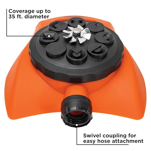 Black + Decker® 8-Pattern Turret Sprinkler – Up to 962 Sq. Ft. Coverage, Durable Build, Versatile Spray Options BD57392