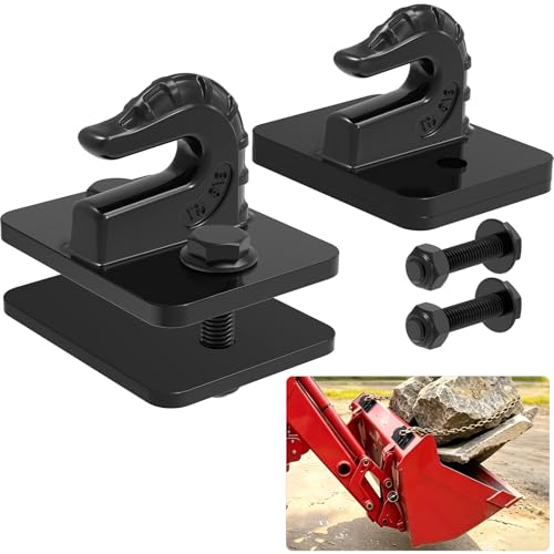 Insaga 3/8" Tractor Bucket Hooks - 2 Pack Forged Steel Bolt-On Grab Hooks - color: Black-2Pack