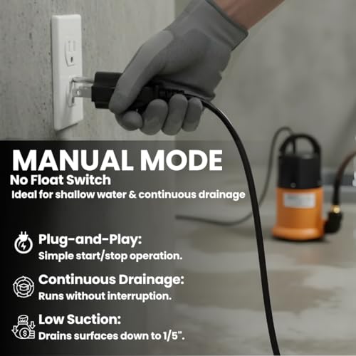 Sump Pump Submersible With 25Ft. Hose, Submersible Pump, 25Ft Cord, 4000GPH