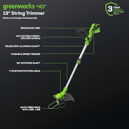 Greenworks 40V 13 in String Trimmer & 350 CFM Blower Combo, 2.0 Ah Battery - size: New Combo (Trimmer + Blower + Spools), style: String Trimmer
