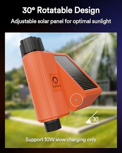 Lumary Smart Solar WiFi Sprinkler Timer with Flow Monitor, No Need Hub