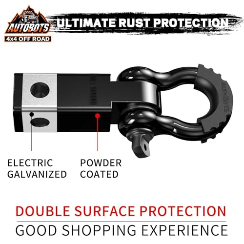 AUTOBOTS Tow Hitch Receiver 2" Shackle Hitch Receiver Black - color: BLACK-BLACK