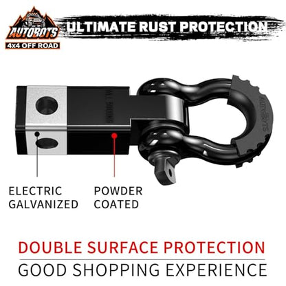 AUTOBOTS Tow Hitch Receiver 2" Shackle Hitch Receiver Black - color: BLACK-BLACK