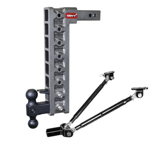 GEN-Y Hitch Tow Hitch with Dual-Ball & Pintle Lock for 2" Receiver - 17.5" Drop with 8 Adjustable Positions, 10,000 LBS Towing Capacity, 1,500 LB Tongue Weight, Silver - size: 17.5" Drop