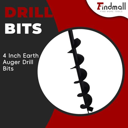 findmall Earth Auger Drill Bits 4" 6" 8" 10" 12" for Gaseous Fluid Powered Post Fence Hole Digger - size: 4inch