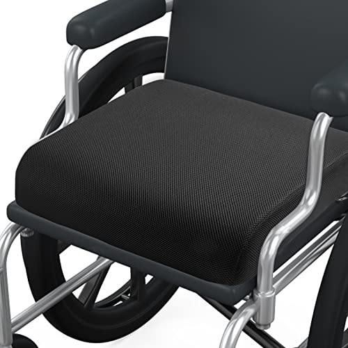 YOUFI Thick Memory Foam & Gel Seat Cushion, 18"X16"X4" Large Chair Cushion for Wheelchair Mobility Scooters, with Non-Slip Bottom and Carry Handle (Black) - color: Black