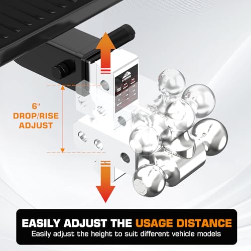 Kingfun Adjustable Trailer Hitch - Drop Hitch 2 Inch Receiver 6" Rise/Drop - color: Silver, size: 2"Receiver- 6"Rise/Drop Hitch