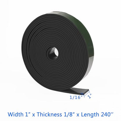 HooTown Adhesive Solid Rubber Strips, Self Neoprene Rubber Sheet Rolls Seal - size: 1”Wide x 240”Long, style: 1/8" Thick Adhesive