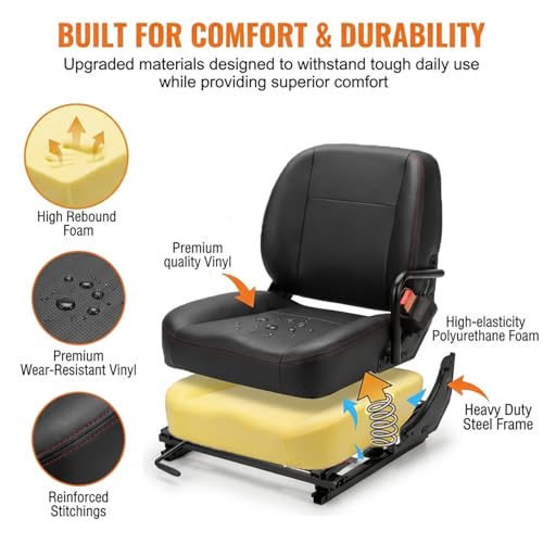 SEATIN Universal Forklift Seat, Tractor Seat with Micro Switch, Safety Belt