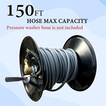 M MINGLE High Pressure Washer Hose Reel 150ft x 3/8" / 300ft x 1/4" - size: 150FT