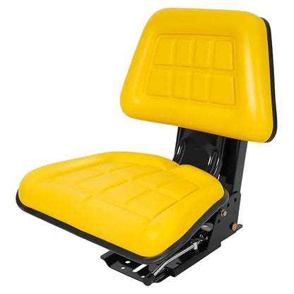 ALMULOO Universal Tractor Suspension Seat Adjustable Compatible with John Deere 5200 5210 5300 5310 5510 More Models Massey Ferguson Tractor Ford New Holland Steel Yellow Heavy Duty - size: Yellow