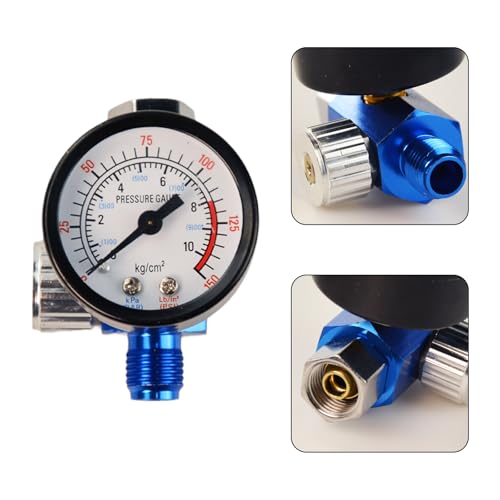Flylin 1/4 Inch Spray Gun Air Inlet Pressure Regulator Valve with Gauge