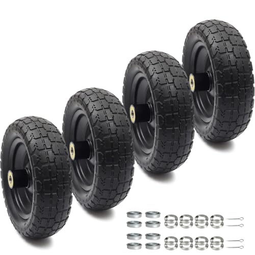 AR-PRO 10" Solid Flat Free Wheels for Garden Carts, 4-Pack - size: 10" Solid Tire (4-Wheel)