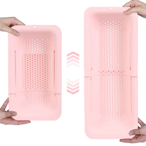 Blue Ginkgo Over Sink Colander, Extendable Kitchen Strainer, Pink - color: Pink, size: 1 Pack
