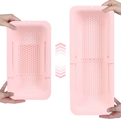 Blue Ginkgo Over Sink Colander, Extendable Kitchen Strainer, Pink - color: Pink, size: 1 Pack