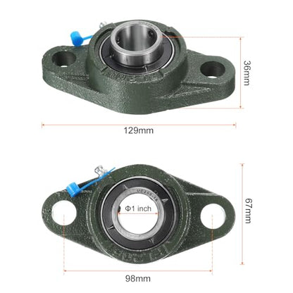 uxcell 2pcs UCFL205-16 Pillow Block Bearings 1 inch Bore Self Alignment, Solid Cast Iron Base Mounted Chrome Steel Bearings - size: UCFL205-16