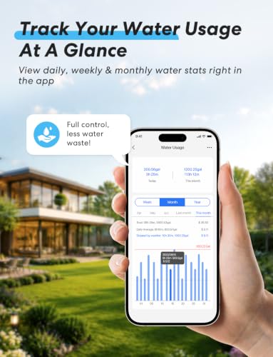 meross WiFi Water Timer for Garden Hose, Brass Inlet & Outet, Rain Skip - color: Gray, size: Timer with Hub